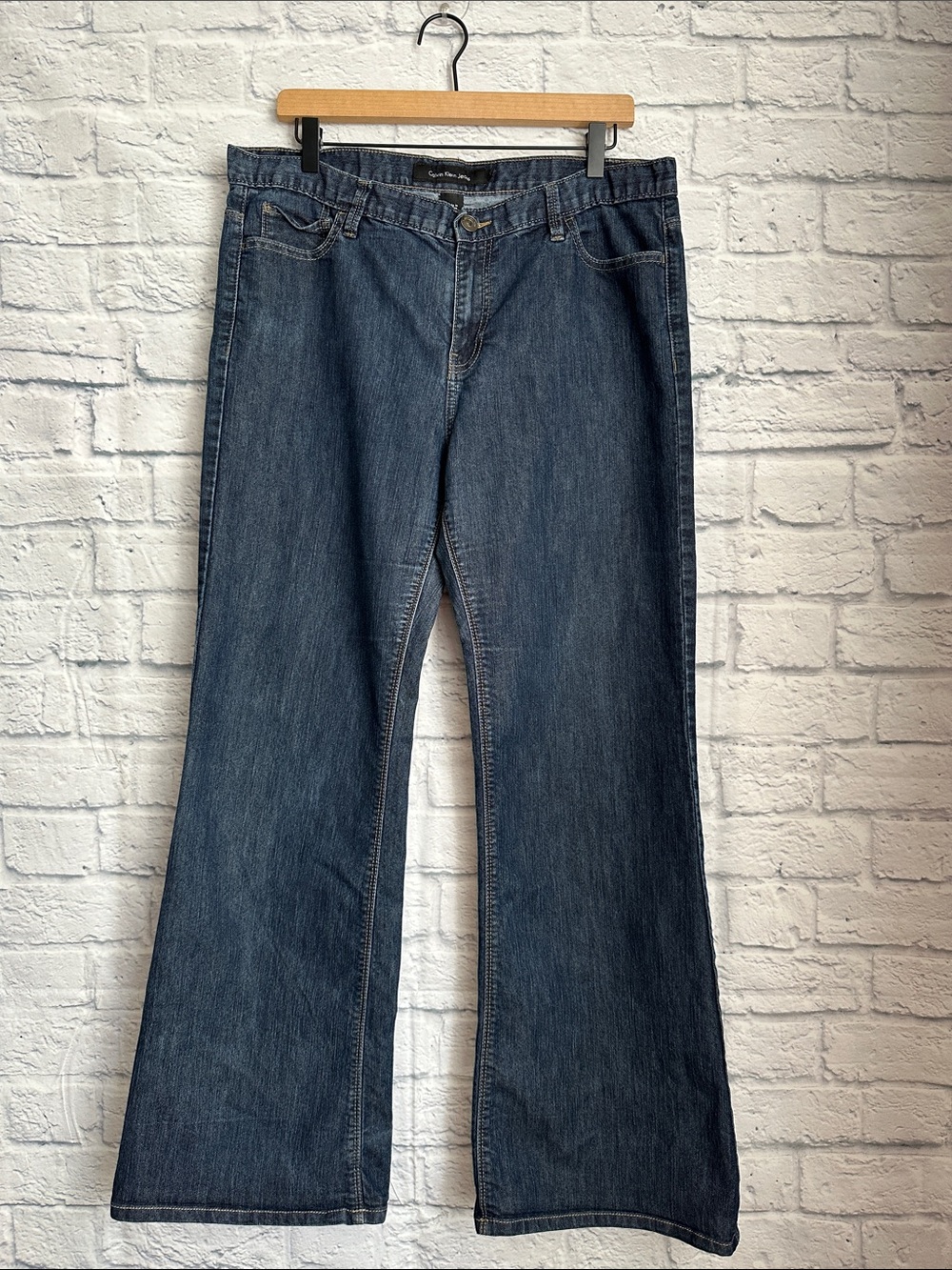 Calvin Klein Jeans Women's Dark Blue Wide-Leg Denim size 16